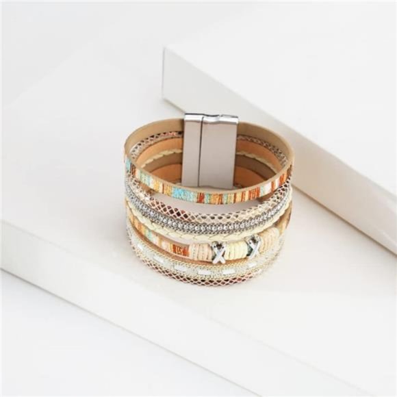 Leather multilayer bracelet Ladies bracelet women closure - Picture 4 of 7